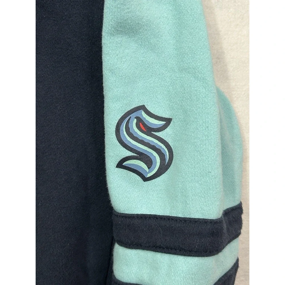 NHL Seattle Kraken Youth Medium Hoodie Full Zip Face Off Blue Sweatshirt 10/12